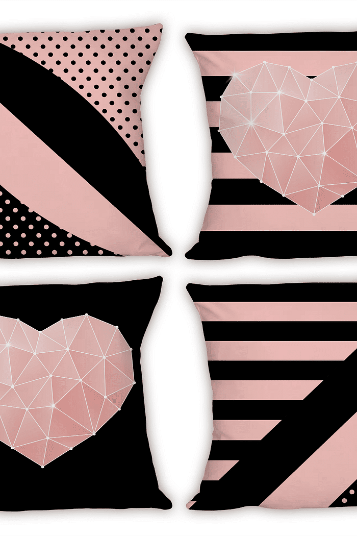 KIT 4 CAPAS DE ALMOFADAS DECORATIVAS CORAÇÃO LUXURY- 45x45