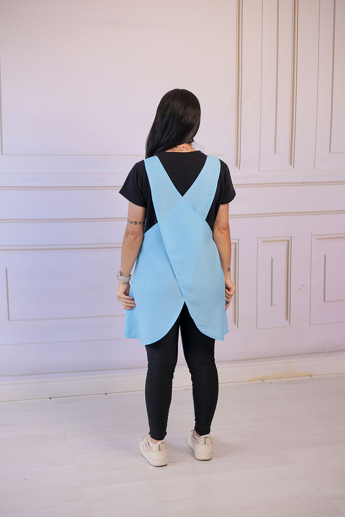 Avental de Cozinha/ Babá Liso Azul Claro Bebê oxford