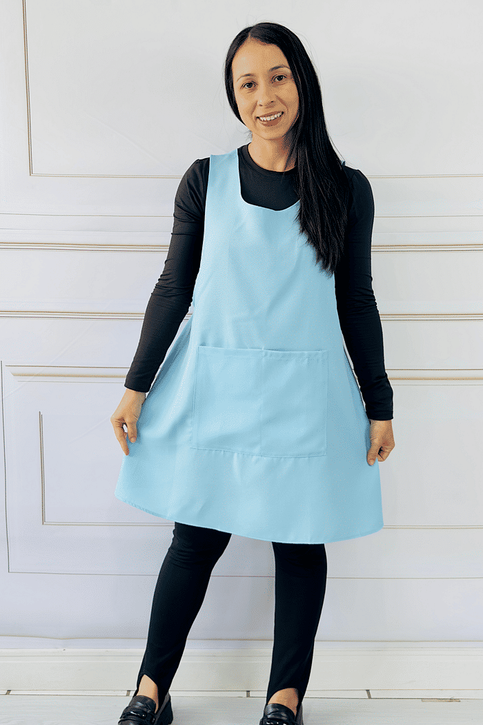 Avental de Cozinha/ Babá Liso Azul Claro Bebê oxford