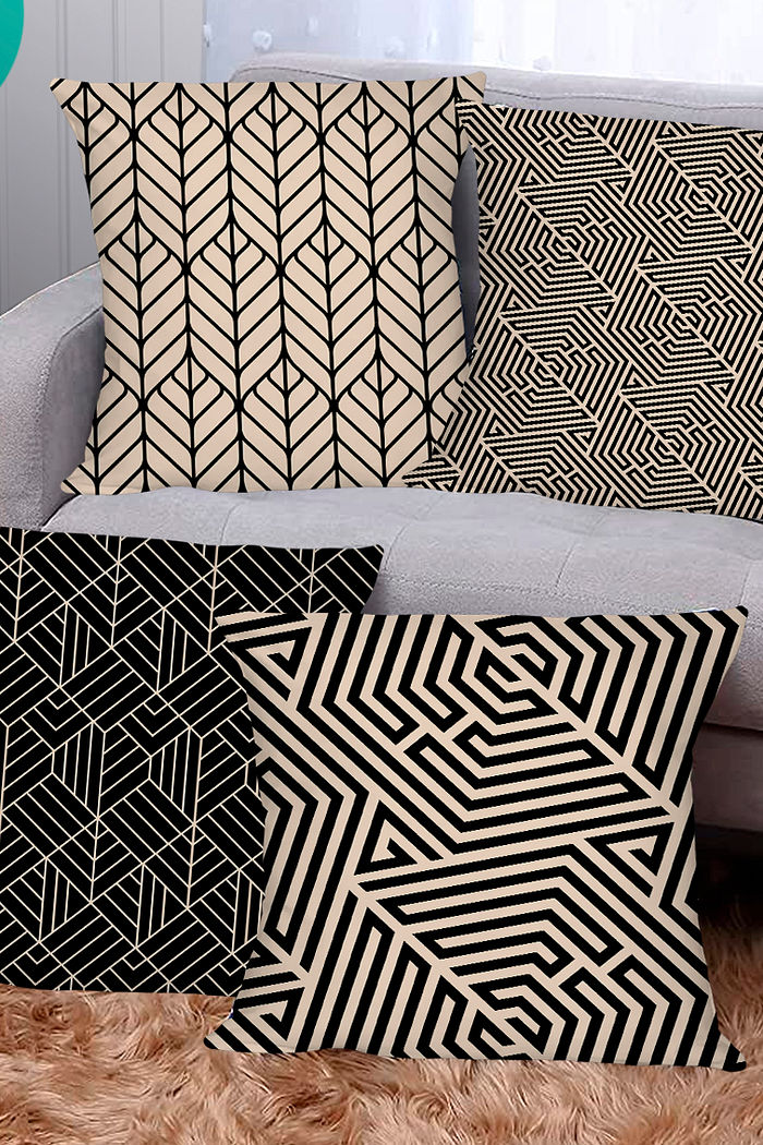 KIT 4 CAPAS DE ALMOFADAS DECORATIVAS GEOMÉTRICAS- 45x45