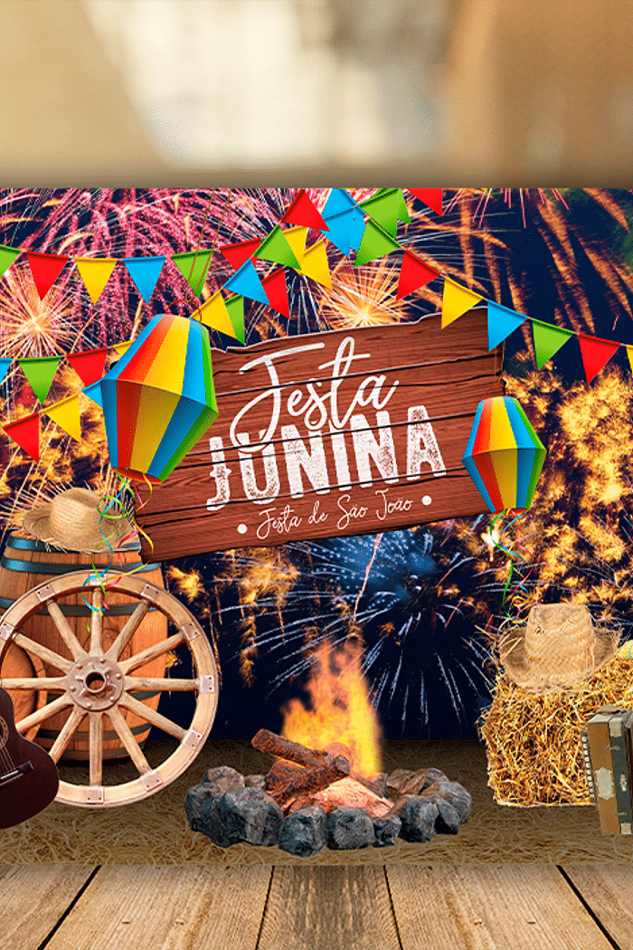 PAINEL FESTA JUNINA RETANGULAR EM TECIDO SUBLIMADO