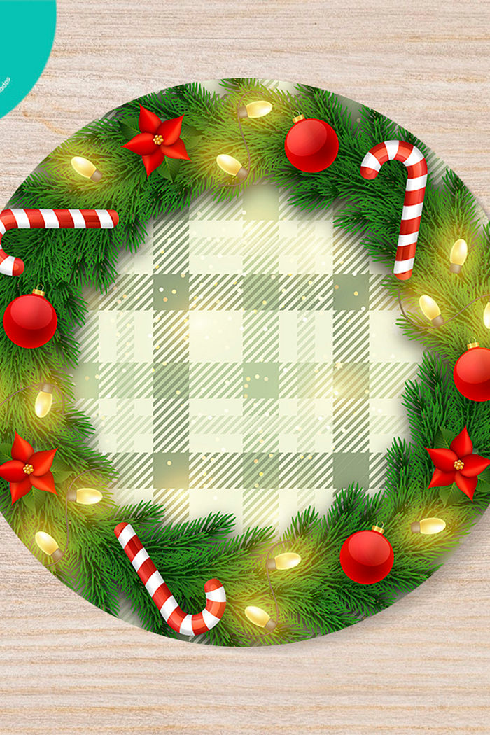 KIT COM 4 Capas de Sousplat de Natal xadrez