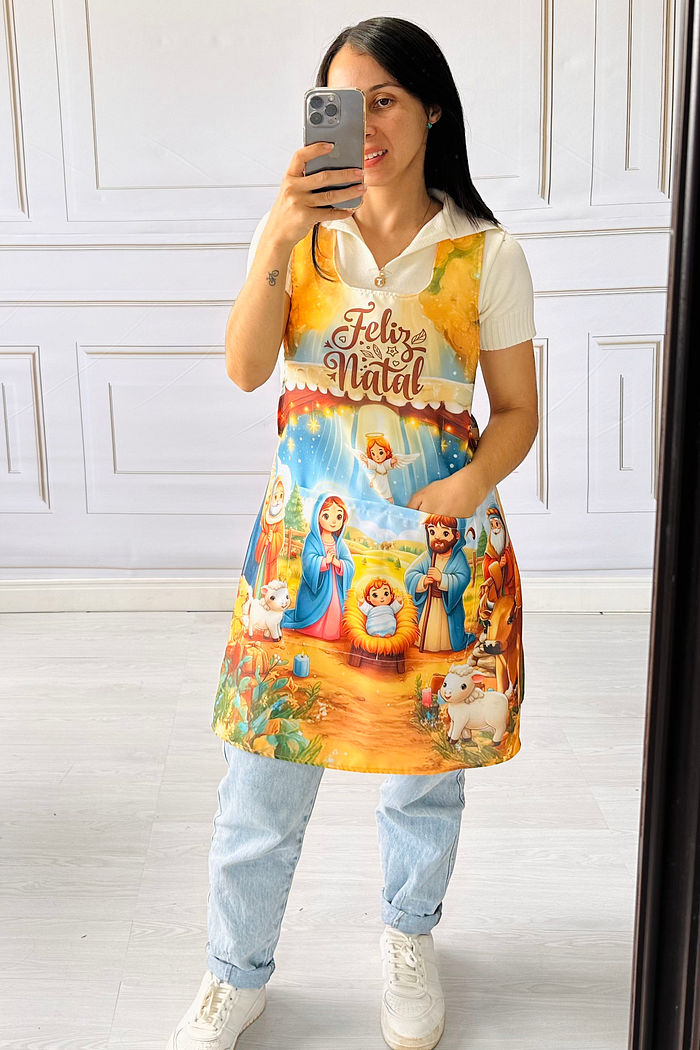 Avental Japonês Natal Cristão Nascimento de Jesus