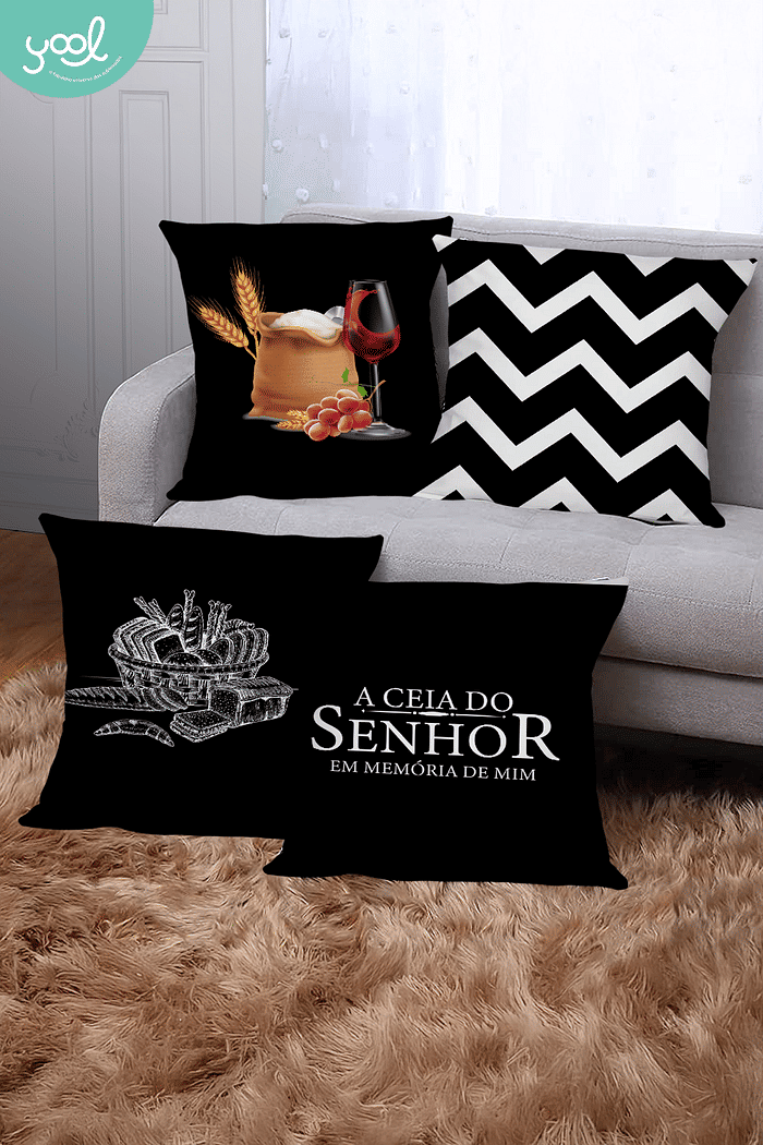 KIT 4 CAPAS DE ALMOFADAS DECORATIVAS CEIA DO SENHOR