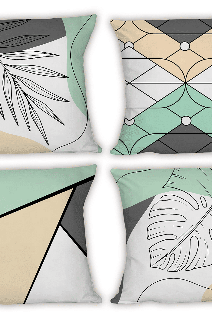 KIT 4 CAPAS DE ALMOFADAS DECORATIVAS GEOMÉTRICO CLEAN- 45x45