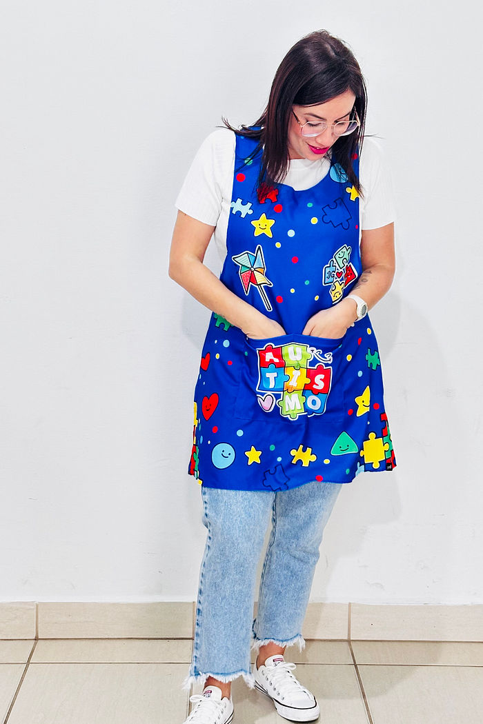 Avental Japonês Autismo Azul