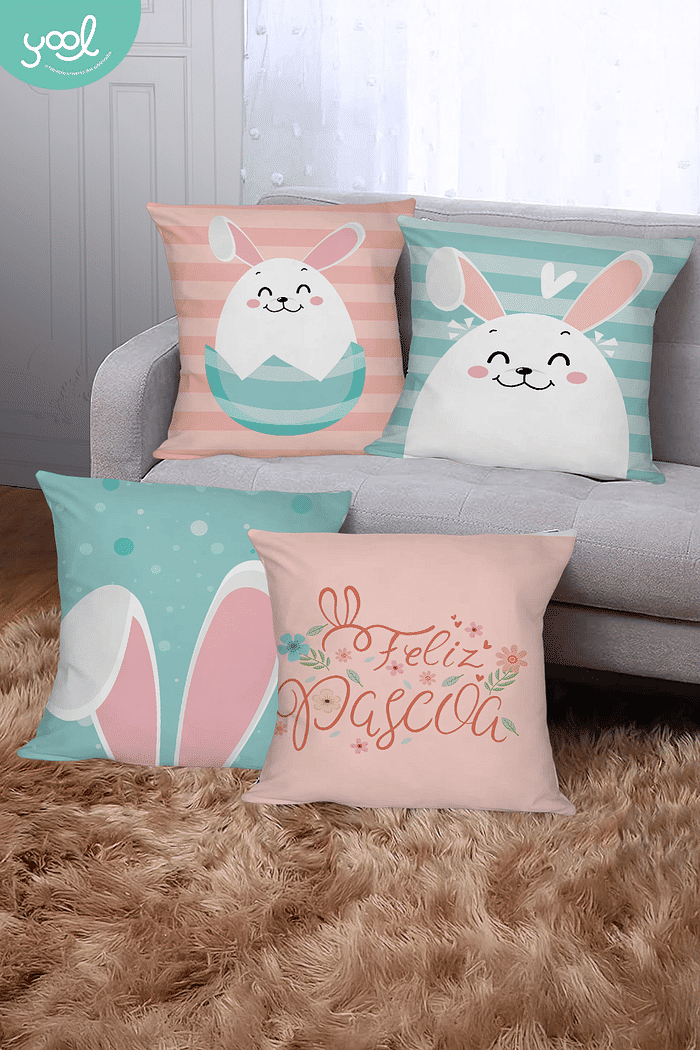 KIT 4 CAPAS DE ALMOFADAS DECORATIVAS PÁSCOA- 45x45