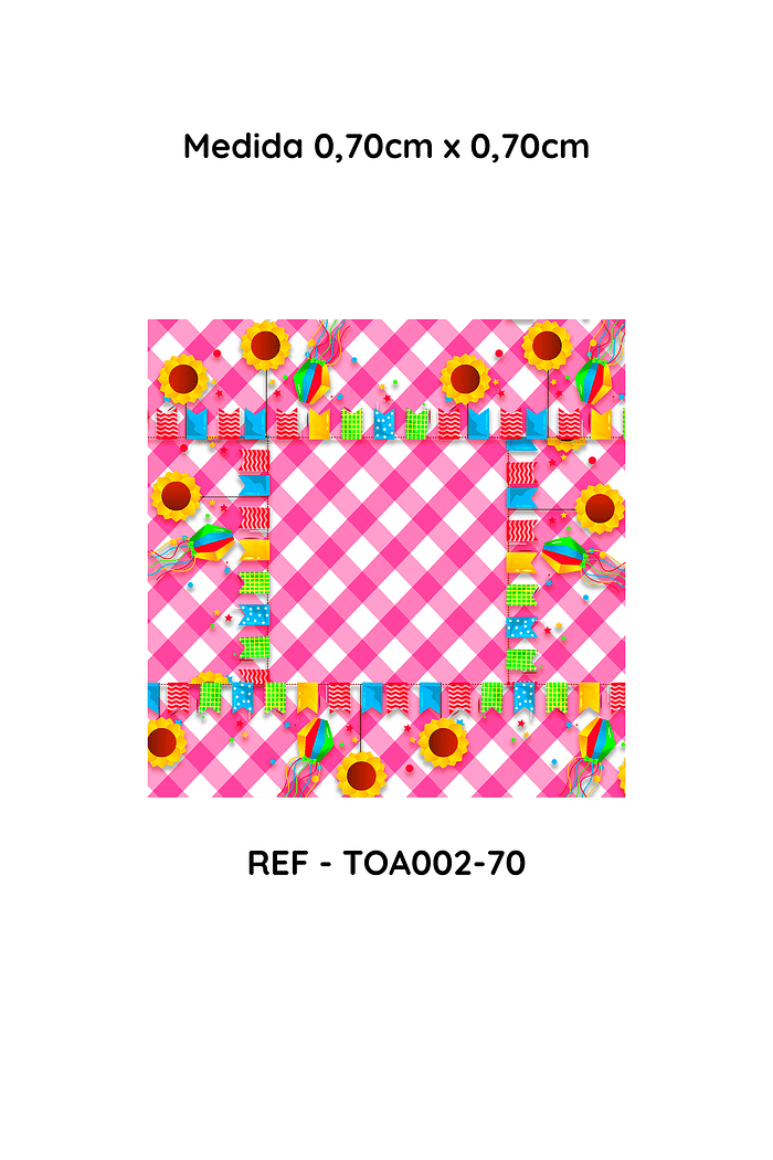 Kit com 4 Toalha de Mesa Festa Junina Xadrez Rosa , Medida 0,70mt x 0,70mt