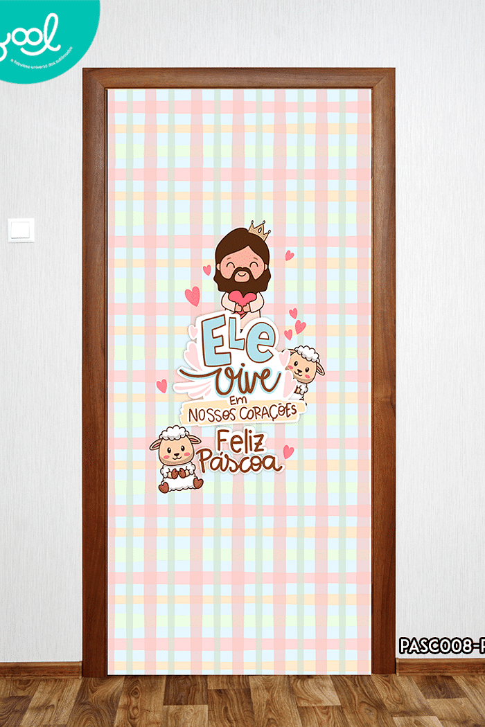Capa de Porta Páscoa Ele vice em nossos corações