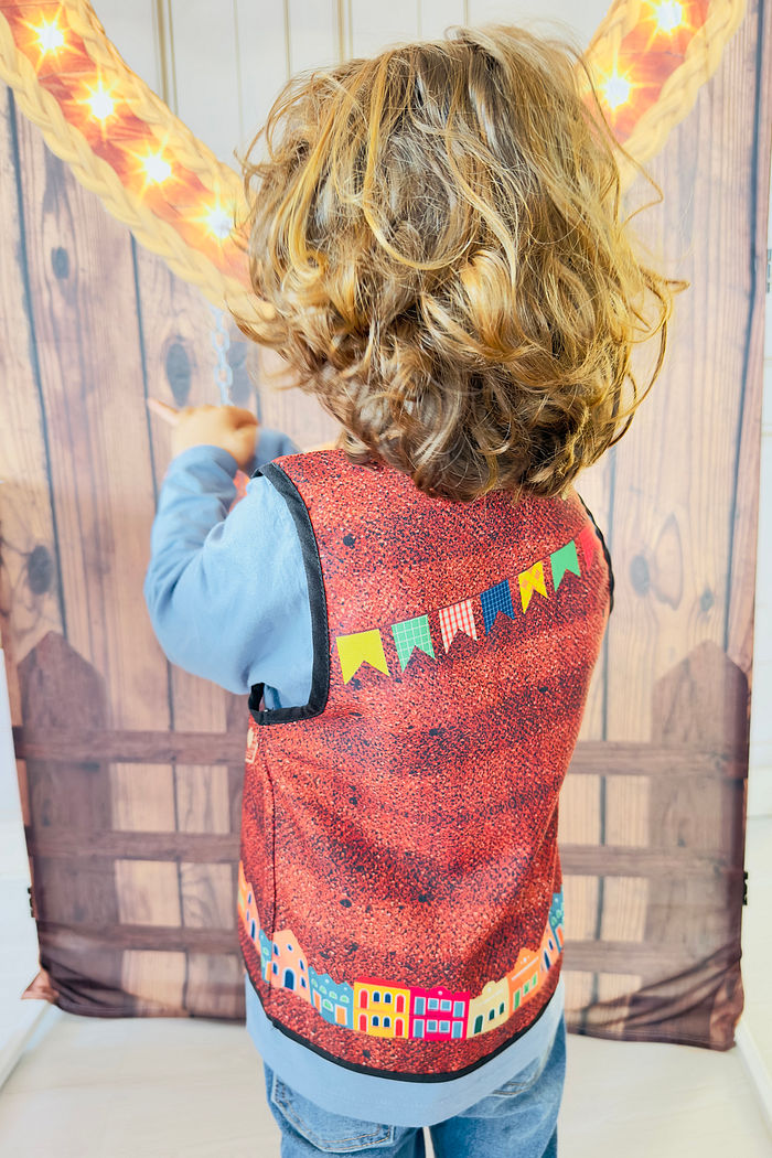 Colete Festa Junina estampa arraiá Cidade Junina Tal mãe tal filho MODELO INFANTIL