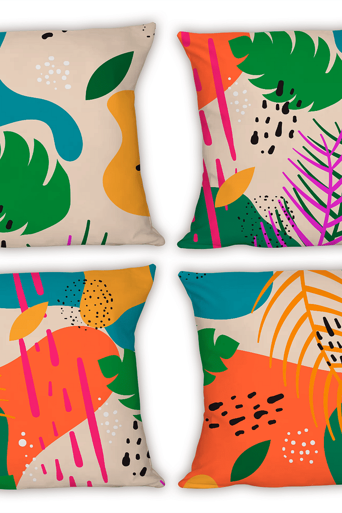 KIT 4 CAPAS DE ALMOFADAS DECORATIVAS TROPICAL COLORS- 45x45
