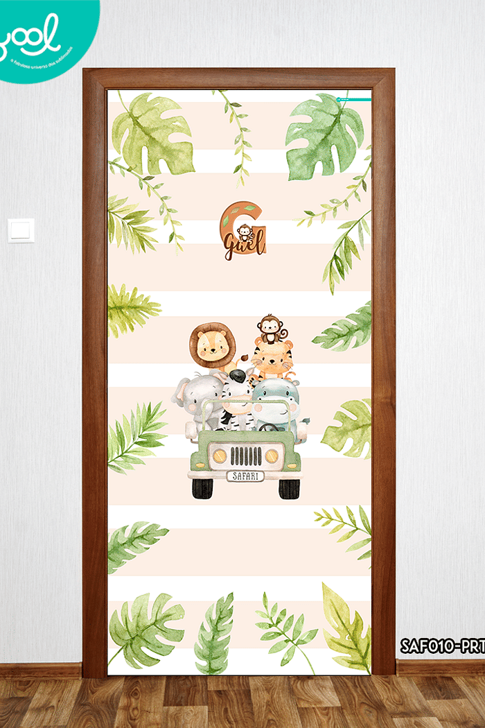 Capa de Porta Infantil Sáfari com Nome Personalizado