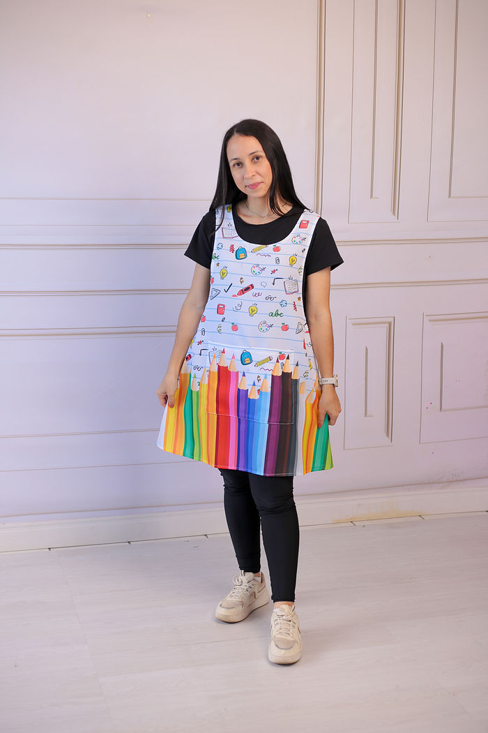 Avental Japonês para Professor estampa Lápis