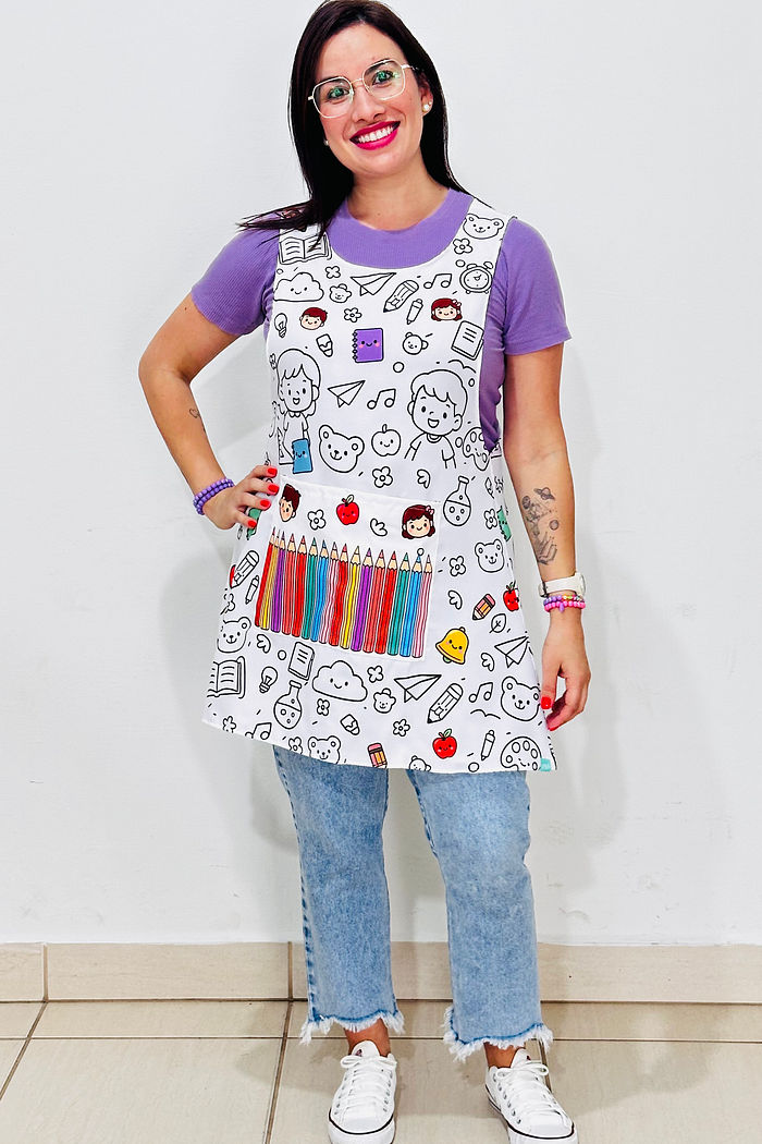 Avental Japonês Lápis quadro de Giz Vintage para Colorir