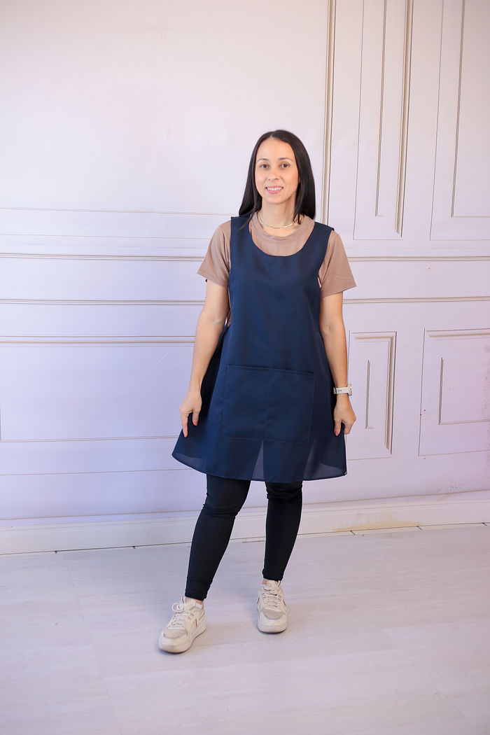 Avental de Cozinha/ Babá Liso Azul Marinho oxford