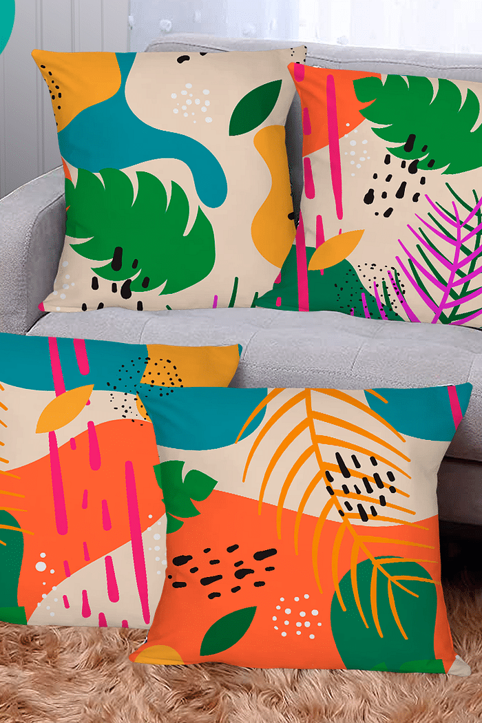 KIT 4 CAPAS DE ALMOFADAS DECORATIVAS TROPICAL COLORS- 45x45