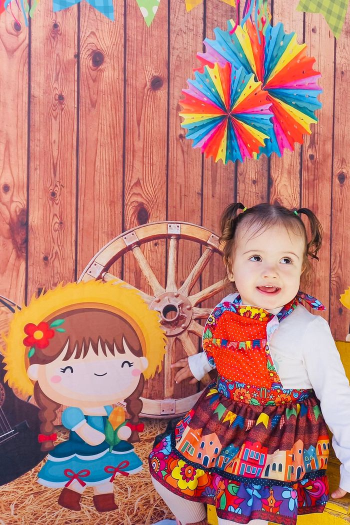 Avental Vestido Festa Junina estampa arraiá Cidadezinha Tal mãe tal filha MODELO INFANTIL