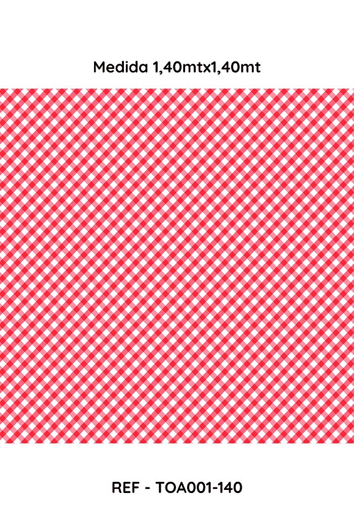 Toalha de Mesa Xadrez Vermelho Medida 1,40mt x 1,40mt