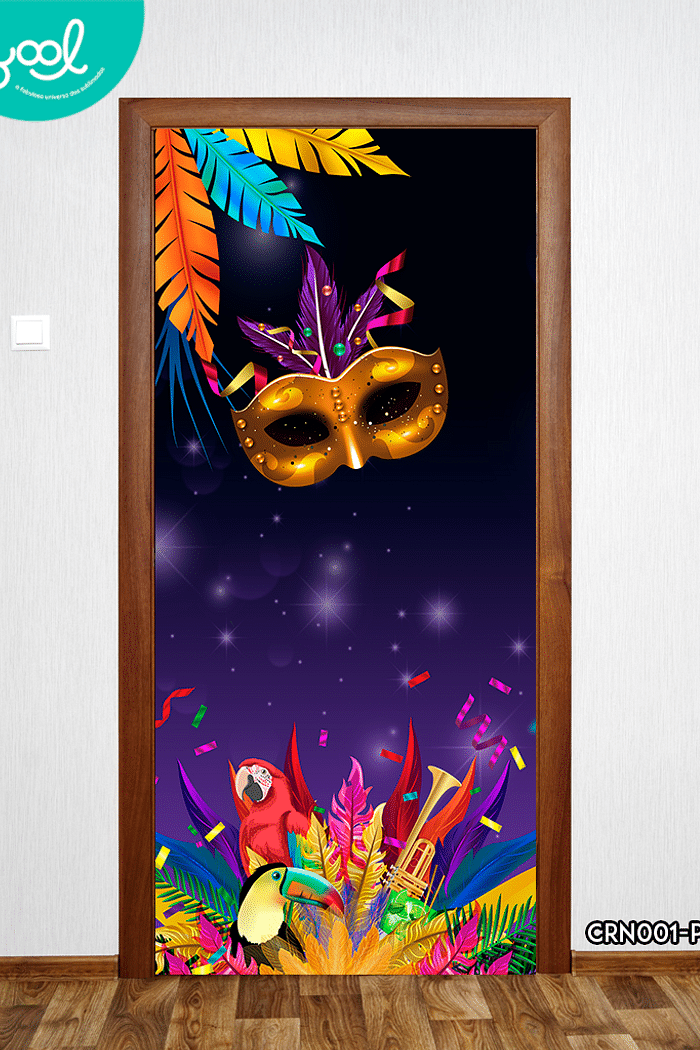 Capa de Porta Decorativa Carnaval Máskara Roxa