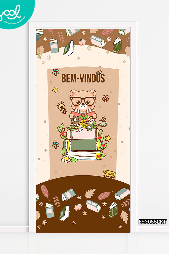 Capa de Porta Bem-Vindos Ursinho Leitor