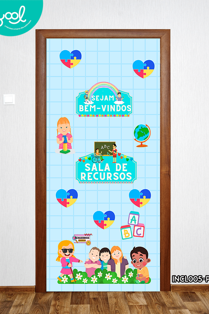 Capa de Porta Sala Aee, Sala de Recursos aquarela