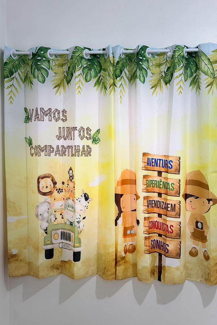 Cortina de Oxford Estampa Safari