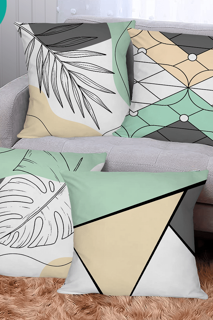 KIT 4 CAPAS DE ALMOFADAS DECORATIVAS GEOMÉTRICO CLEAN- 45x45