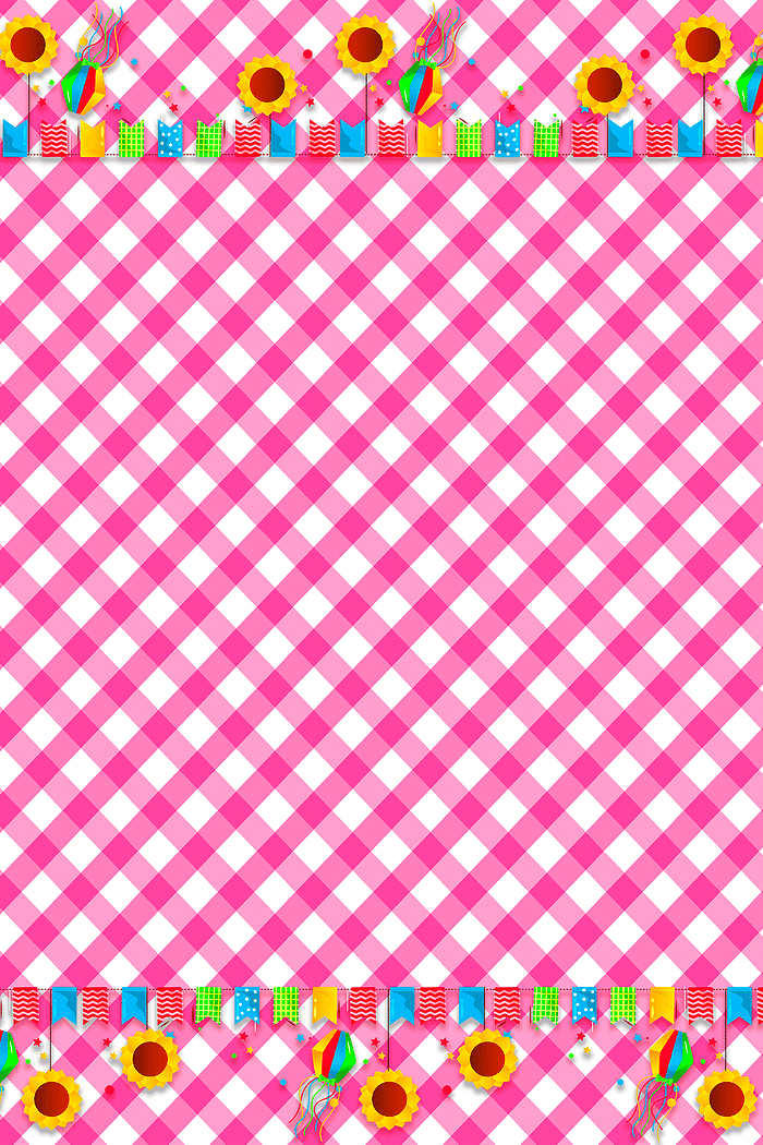 Toalha de Mesa Xadrez Rosa Festa Junina Bandeirinhas, Medida 1,40mt x 1,40mt