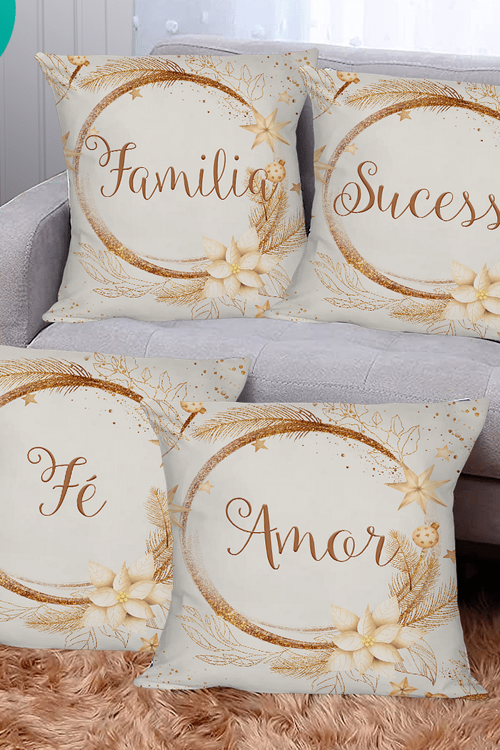 KIT 4 CAPAS DE ALMOFADAS DECORATIVAS PROSPERIDADE- 45x45