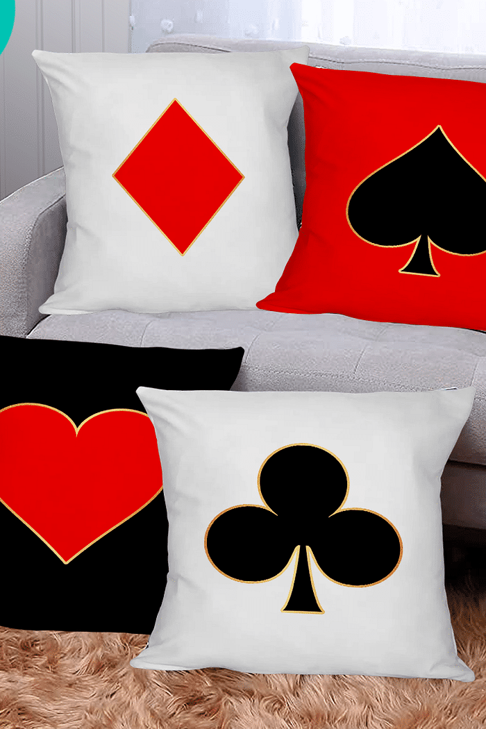 KIT 4 CAPAS DE ALMOFADAS DECORATIVAS BARALHO, NAIPE