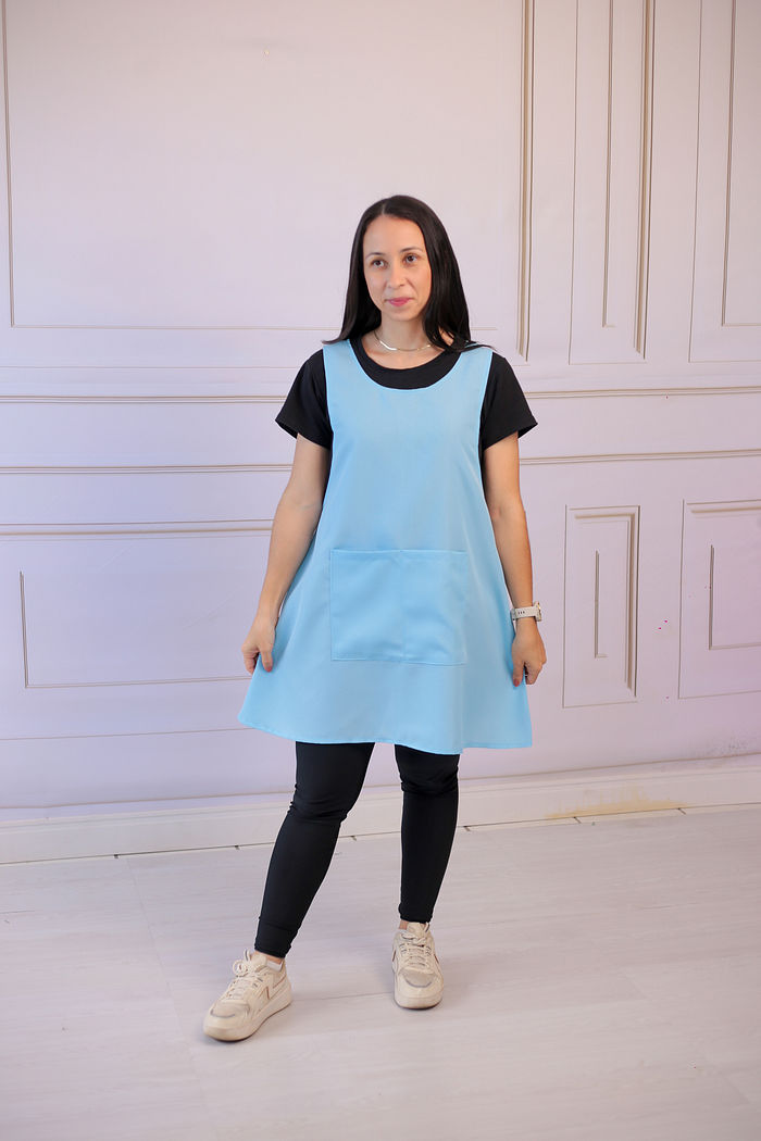 Avental de Cozinha/ Babá Liso Azul Claro Bebê oxford