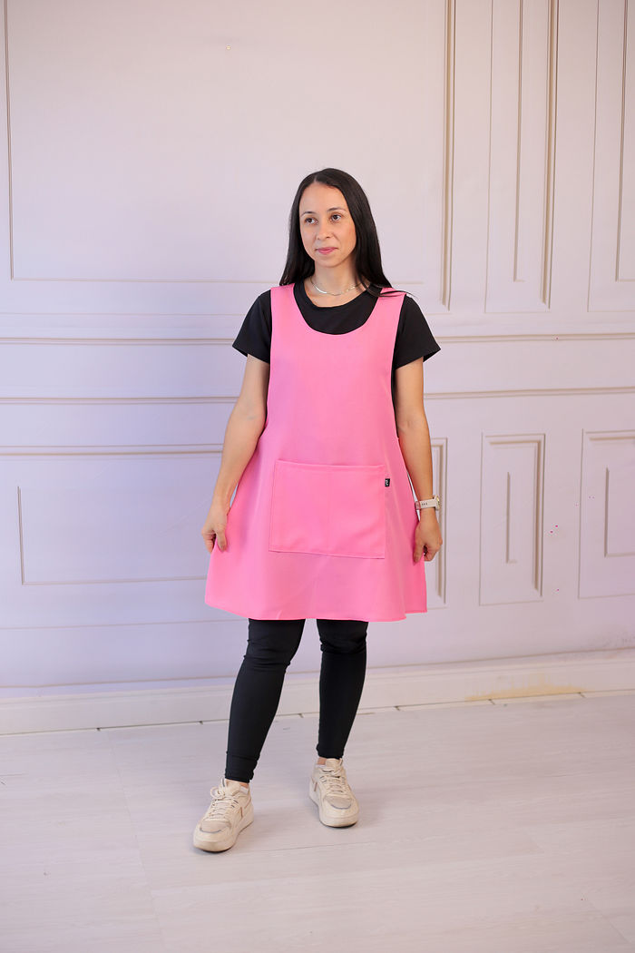 Avental de Cozinha Liso Rosa Chiclé oxford