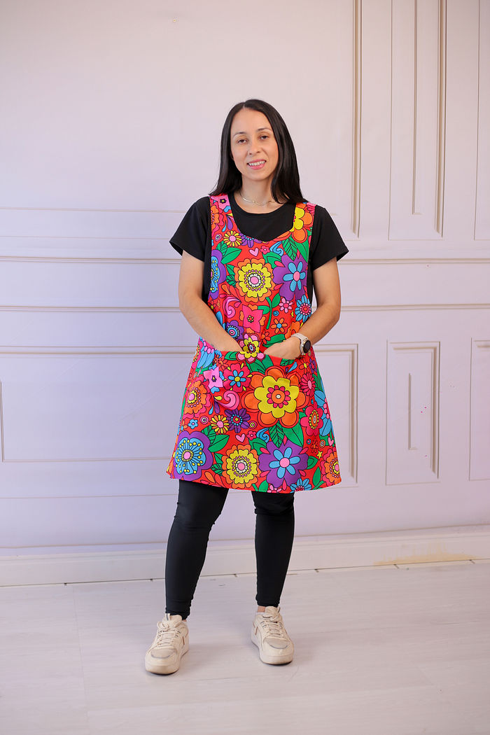 Avental Japonês Festa Junina Floral Chita Oxford