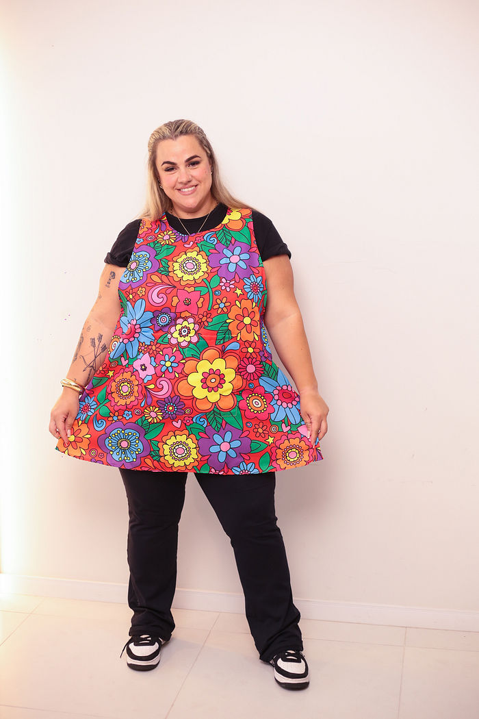 Avental Japonês Festa Junina Floral Chita Oxford