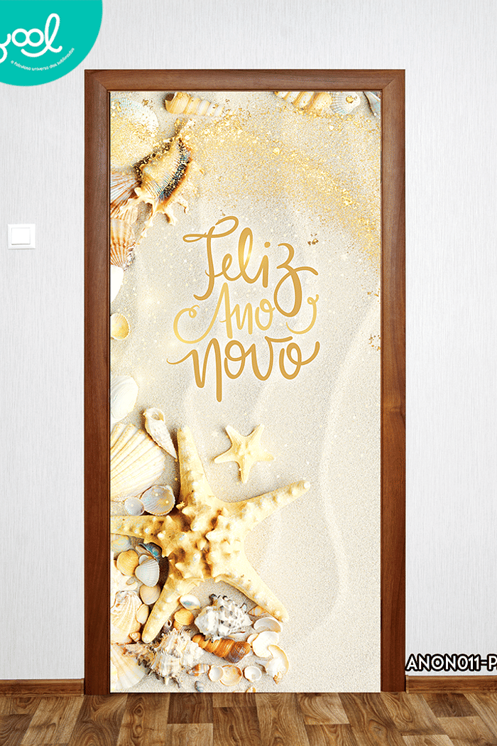 Capa de Porta Ano Novo Reveilon Fundo Dourado