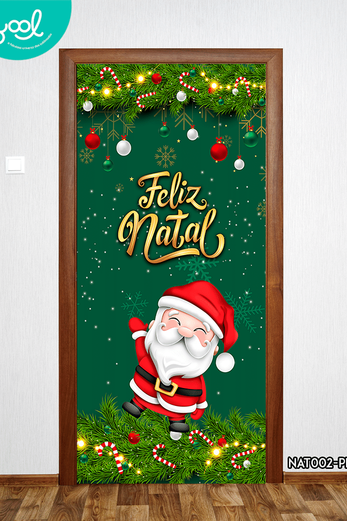Capa de Porta Natal Papai Noel deseja Feliz Natal