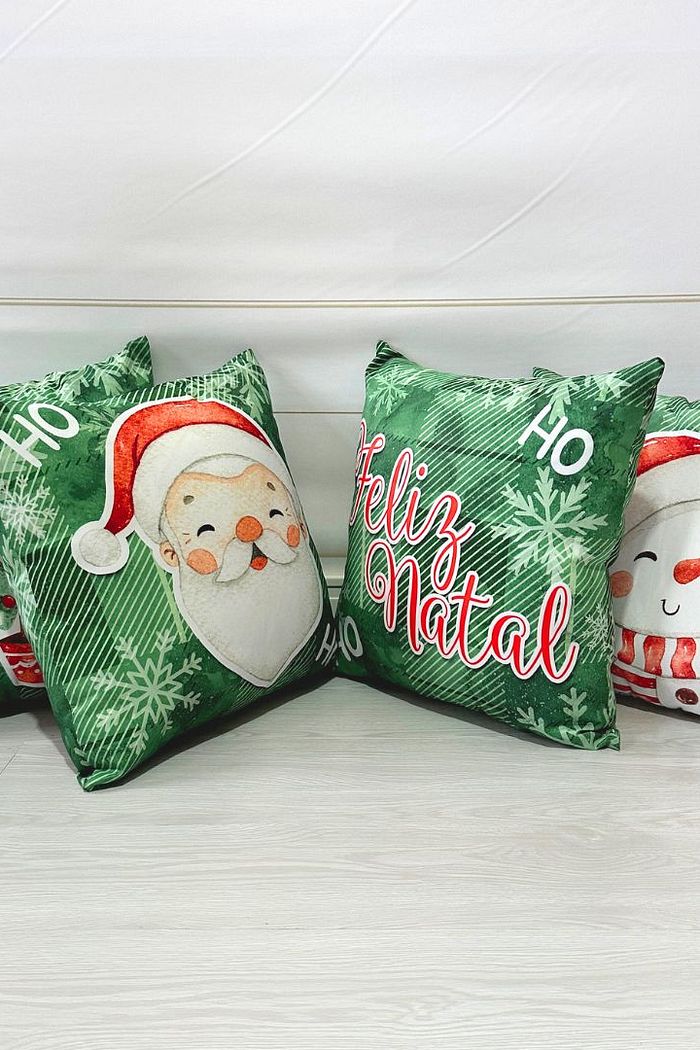KIT 4 CAPAS DE ALMOFADAS DE SARJA DECORATIVAS NATAL - 45x45