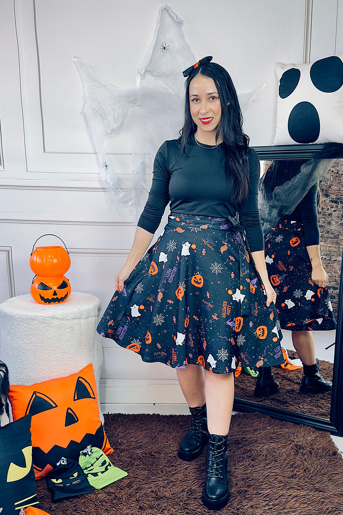 Saia Preta Godê Fantasia Halloween adulto P ao G2