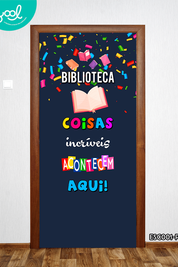 Capa de Porta Decorativa Escola Biblioteca