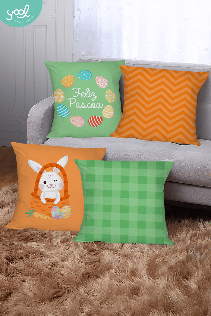 KIT 4 CAPAS DE ALMOFADAS DECORATIVAS PÁSCOA- 45x45