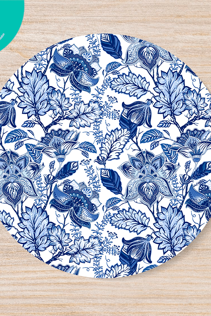 KIT 4 CAPA DE SOUSPLAT FLORAL AZUL