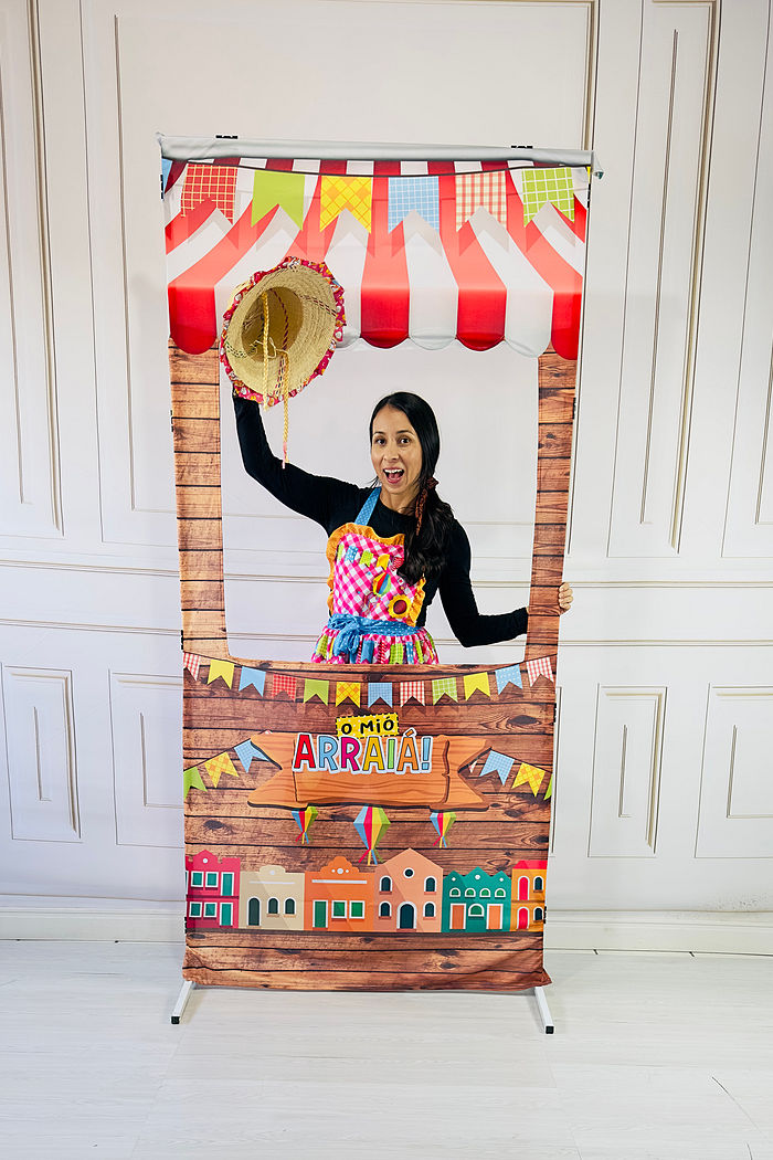 Tecido para Painel de Festa Junina para fotos interativo SIMPLES 1 LADO MEDIDA 1,00X2,10