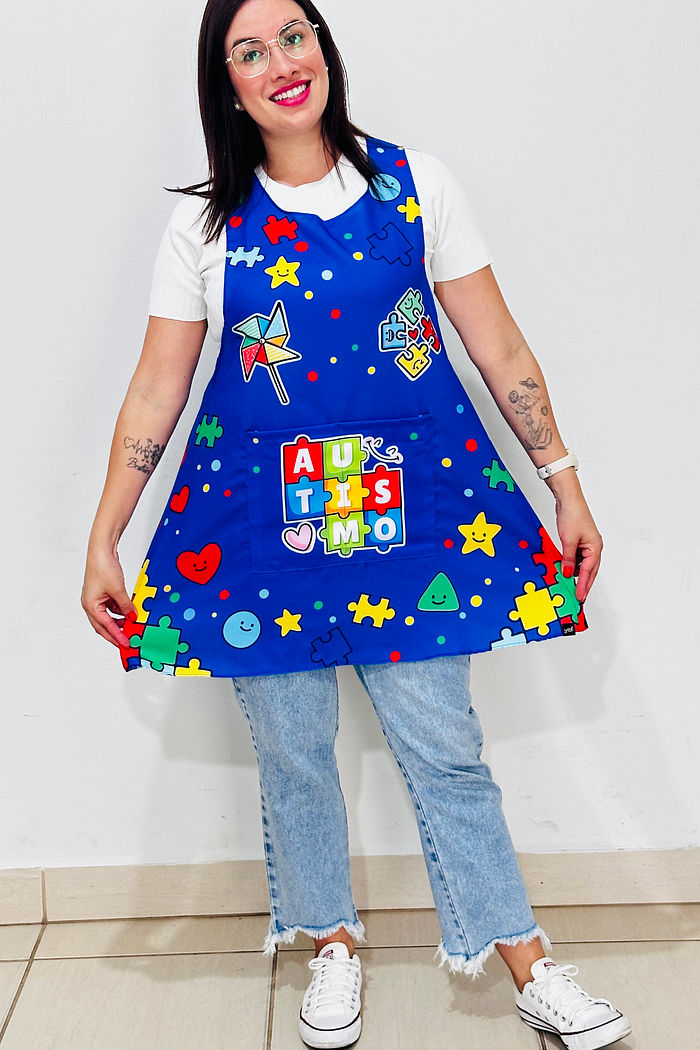 Avental Japonês Autismo Azul