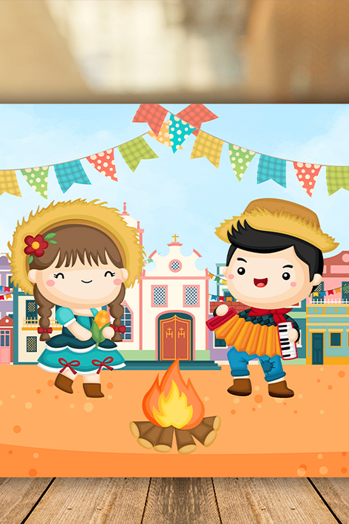 PAINEL FESTA JUNINA RETANGULAR EM TECIDO SUBLIMADO