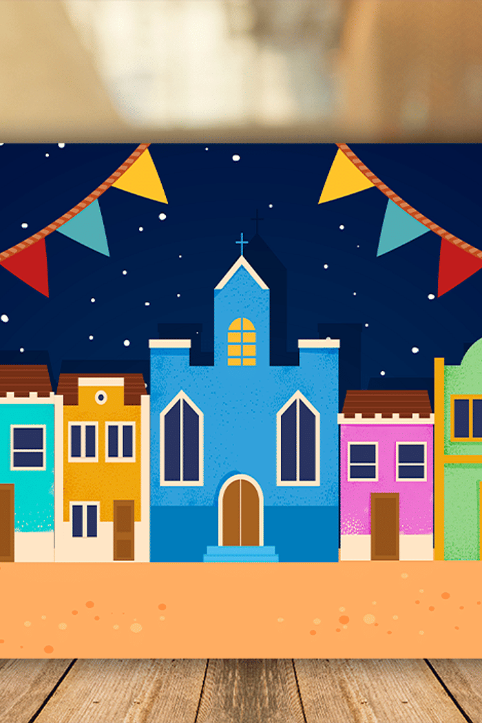 PAINEL FESTA JUNINA RETANGULAR EM TECIDO SUBLIMADO