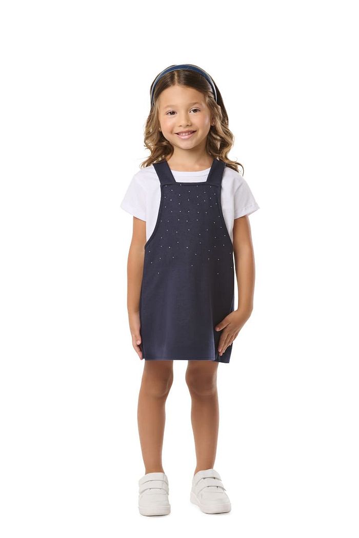 SALOPETE PP MOLETINHO C/ STRASS, ETIQ. CLIPS E BLUSA M/M