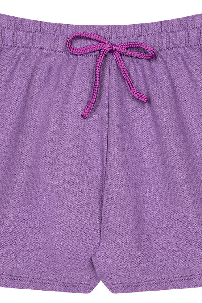 SHORTS INF MOLETINHO C/ BOLSOS MOL. TEXTURIZADO, ETIQ. CLIPS E CORDÃO