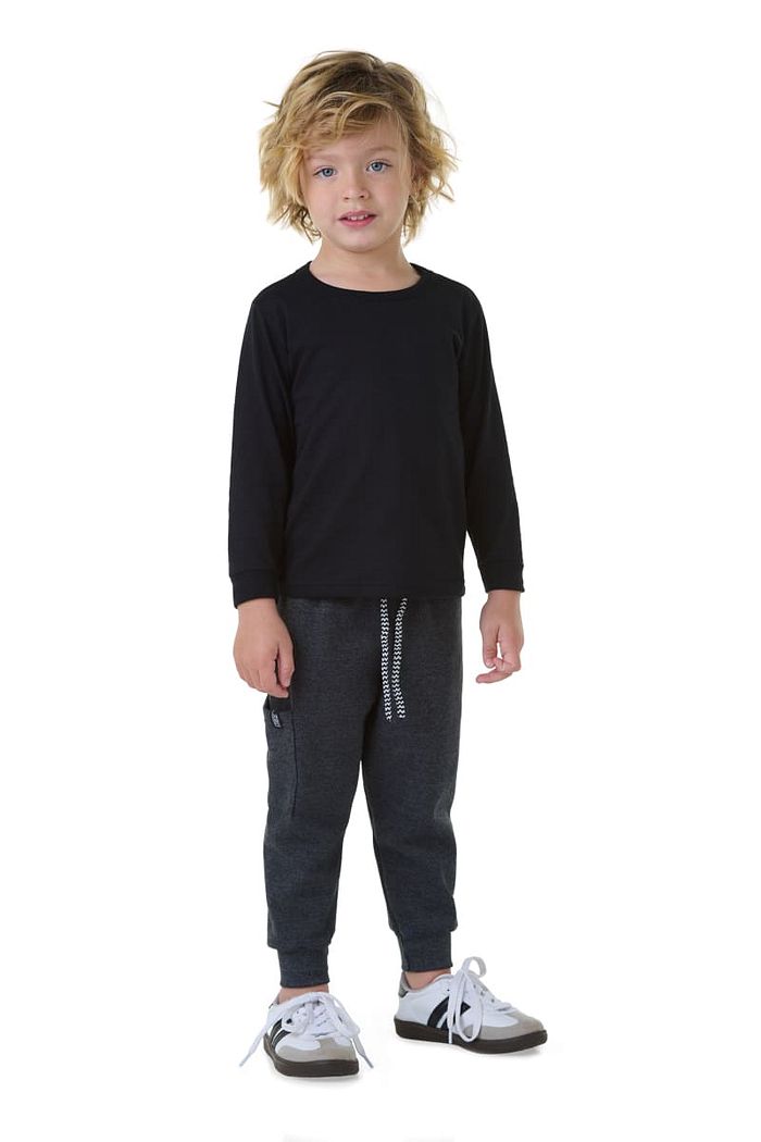 CALÇA MOLETOM COM PUNHO E BOLSO LATERAL