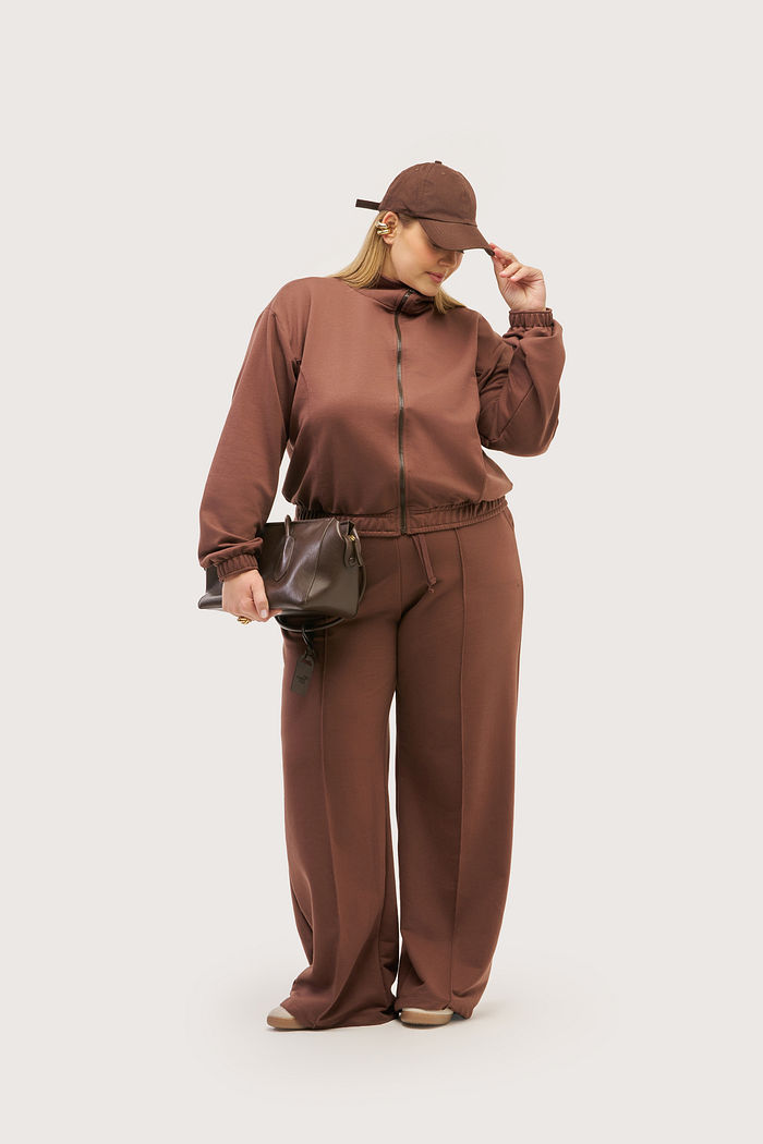 CALÇA MOLETINHO WIDE LEG C/ BOLSOS