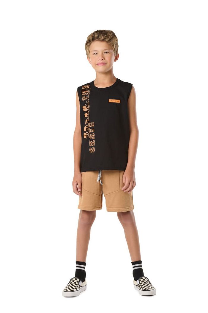 CONJUNTO REGATA E BERMUDA COM RECORTES